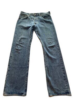 Levis 501 Jeans Mens 34x30 Blue Button Fly Pants Work Faded Farm Worn